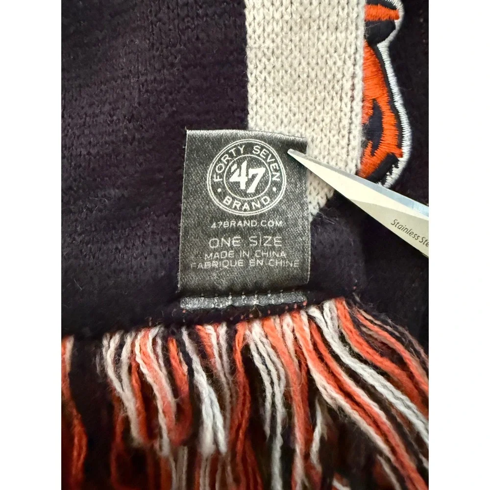 Chicago Bears Spellout Winter Scarf Mens OS 47 Brand Striped Cozy Knitwear